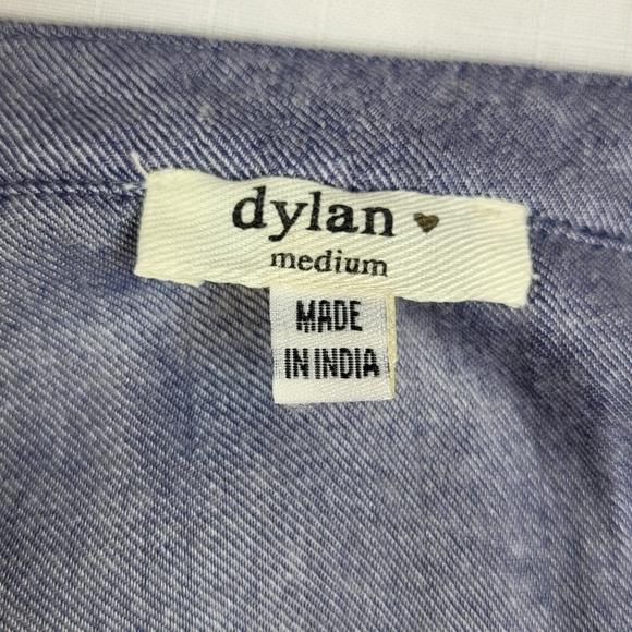 Dylan Sleeveless TOP Blue White Stripe Tunic Womens Size Medium M Fringe Tassels - Picture 9 of 14